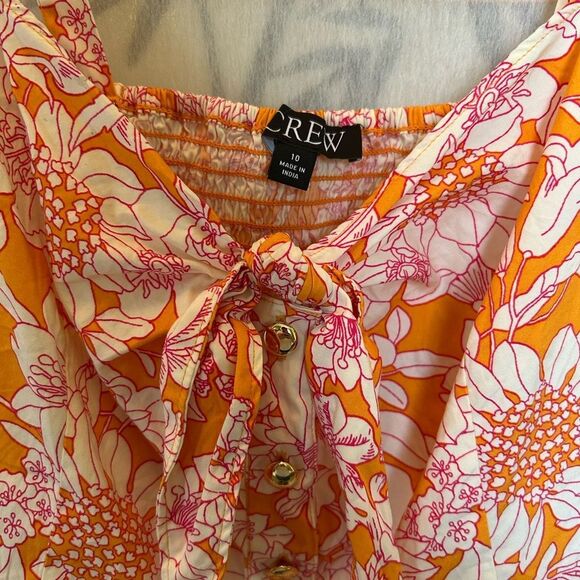 J.Crew Tie-front button-up peplum top in floral cotton poplin size 10 - Picture 10 of 11